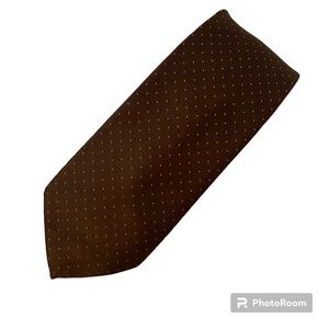LANVIN PARIS MENS ACCESSORY TIE BROWN TAN TINY DOT SILK DESIGNER LUXURY